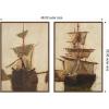 image:imageKate and Laurel Sketch of a Sailing Ship 2 Piece Framed Canvas Wall Art Set by Nostalgia Prints Sylvie Walnut Vintage Beach Art for Wall Decor