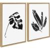 image:imageKate and Laurel Sylvie 582 Monstera and 583 Banana Leaf Framed Canvas Wall Art by Teju Reval of SnazzyHues 2 Piece 18x24 Gold Decorative Nature Art for WallNatural