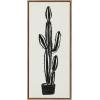 image:imageKate and Laurel Sylvie 664 Cactus In Pot BW Framed Canvas Wall Art by Teju Reval of SnazzyHues 18x40 Natural Modern Botanical Cactus Wall Decor ArtworkGold