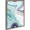 image:imageKate and Laurel Sylvie Aqua Marine and Purple Marble Abstract Framed Canvas Wall Art by Amy Peterson 18x24 Gray