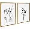 image:imageKate and Laurel Sylvie Black and White Wildflowers 688 and Seedpods 706 Framed Canvas Wall Art Set by Teju Reval of SnazzyHues 2 Piece Set 18x24 Gold Decorative Botanical Wall DcorGold