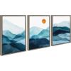 image:imageKate and Laurel Sylvie Blue Mountain Range Framed Canvas Wall Art Set by Amy Lighthall 3 Piece 18x24 Gray Decorative Landscape Art Set for WallGray