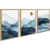 image:imageKate and Laurel Sylvie Blue Mountain Range Framed Canvas Wall Art Set by Amy Lighthall 3 Piece 18x24 Gray Decorative Landscape Art Set for WallNatural