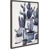 image:imageKate and Laurel Sylvie Blue Potted Cacti Framed Linen Textured Canvas Wall Art 23x33 Gray Botanical Home Decor