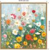 image:imageKate and Laurel Sylvie Boho Wildflower Garden Framed Canvas Wall Art by The Creative Bunch Studio 30 x 30 Beaded Natural Bohemian Boho Flowers Nature Art for Wall Decor Living Room BedroomNatural