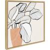 image:imageKate and Laurel Sylvie Botanical Calathea 4 Framed Canvas Wall Art by Dominique Vari 22x22 Natural Decorative Minimalist Botanical Art