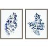 image:imageKate and Laurel Sylvie Botanical Split Fern Indigo and Botanical Maiden Indigo Framed Canvas Wall Art Set by Sara Berrenson 2 Piece Set 18x24 Gray Floral Watercolor Wall Art Dcor Set