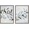 image:imageKate and Laurel Sylvie Branch I and II Framed Canvas Wall Art Set by Nikita Jariwala 2 Piece Set 18x24 Gray Modern Soft Nature Brushstroke Leaf Branches Art Set for Wall