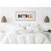 image:imageKate and Laurel Sylvie Circles and Curves Retro Color Framed Canvas Wall Art by The Creative Bunch Studio 18x40 Natural Narrow MidCentury Modern Geometric Wall ArtNatural
