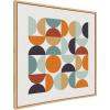 image:imageKate and Laurel Sylvie Circles and Curves Retro Color Framed Canvas Wall Art by The Creative Bunch Studio 18x40 Natural Narrow MidCentury Modern Geometric Wall ArtNatural