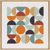 image:imageKate and Laurel Sylvie Circles and Curves Retro Color Framed Canvas Wall Art by The Creative Bunch Studio 18x40 Natural Narrow MidCentury Modern Geometric Wall ArtNatural