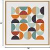 image:imageKate and Laurel Sylvie Circles and Curves Retro Color Framed Canvas Wall Art by The Creative Bunch Studio 18x40 Natural Narrow MidCentury Modern Geometric Wall ArtNatural