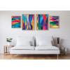image:imageKate and Laurel Sylvie EV Brushstroke 128 Framed Canvas Wall Art Set by Jessi Raulet of Ettavee 4 Piece Set White Colorful Abstract Art for Wall