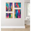 image:imageKate and Laurel Sylvie EV Brushstroke 128 Framed Canvas Wall Art Set by Jessi Raulet of Ettavee 4 Piece Set White Colorful Abstract Art for Wall