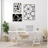 image:imageKate and Laurel Sylvie Elevated Modern Black and White Minimalist Pattern Framed Canvas Wall Art Set by The Creative Bunch Studio Set of 3 16x20 and 23x33 Gold Black and White Art Set for WallGold