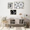 image:imageKate and Laurel Sylvie Elevated Modern Black and White Minimalist Pattern Framed Canvas Wall Art Set by The Creative Bunch Studio Set of 3 16x20 and 23x33 Gold Black and White Art Set for WallGold