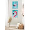 image:imageKate and Laurel Sylvie Flamingo Study and Feathery Friend Framed Canvas Wall Art Set by Rachel Christopoulos 2 Piece Set 18x24 White Coastal Animal Flamingo Framed Canvas Art Set