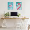 image:imageKate and Laurel Sylvie Flamingo Study and Feathery Friend Framed Canvas Wall Art Set by Rachel Christopoulos 2 Piece Set 18x24 White Coastal Animal Flamingo Framed Canvas Art Set