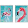 image:imageKate and Laurel Sylvie Flamingo Study and Feathery Friend Framed Canvas Wall Art Set by Rachel Christopoulos 2 Piece Set 18x24 White Coastal Animal Flamingo Framed Canvas Art Set