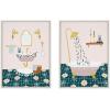 image:imageKate and Laurel Sylvie Floral Sink and Floral Bath Framed Canvas Wall Art Set by Leonora Jennifer Benza of Yellow Heart Art 2 piece 18x24 White Modern Contemporary Bathroom Art Set