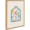 image:imageKate and Laurel Sylvie Flower House Framed Canvas Wall Art by Duchess Plum 18x24 Natural Decorative Floral Art for Wall