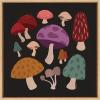 image:imageKate and Laurel Sylvie Forest Mushrooms Dark Framed Canvas Wall Art by Carey Copeland 22x22 Natural MidCentury Mushroom Plant Wall Decor