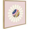image:imageKate and Laurel Sylvie Groovy Daisy Framed Canvas Wall Art by Elizabeth Olwen 22x22 Natural Decorative Floral Art Print for Wall