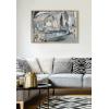 image:imageKate and Laurel Sylvie Harbor Nights Framed Canvas Wall Art by Leah Nadeau 23x33 Gold Decorative Abstract Print for WallGold