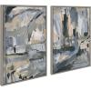 image:imageKate and Laurel Sylvie Harbor Nights Set No 1 and Harbor Nights Set No 2 Framed Canvas Wall Art by Leah Nadeau Set of 2 23x33 Gray Decorative Abstract Art Print for Wall