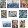 image:imageKate and Laurel Sylvie Harbor Nights Set No 1 and Harbor Nights Set No 2 Framed Canvas Wall Art by Leah Nadeau Set of 2 23x33 Gray Decorative Abstract Art Print for Wall