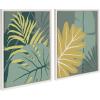 image:imageKate and Laurel Sylvie Jungle Mania Framed Canvas Wall Art by Maja Mitrovic of Makes My Day Happy 2 Piece 18x24 White Chic Tropical Art for Wall