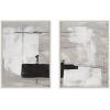 image:imageKate and Laurel Sylvie Line 1 Left and Right Neutral Linen Framed Canvas Wall Art Set by Nikita Jariwala 2 Piece Set 18x24 Black Modern Abstract Monochromatic Geometric Art for WallWhite