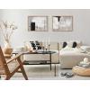 image:imageKate and Laurel Sylvie Line 1 Left and Right Neutral Linen Framed Canvas Wall Art Set by Nikita Jariwala 2 Piece Set 18x24 Black Modern Abstract Monochromatic Geometric Art for WallNatural