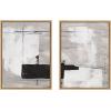 image:imageKate and Laurel Sylvie Line 1 Left and Right Neutral Linen Framed Canvas Wall Art Set by Nikita Jariwala 2 Piece Set 18x24 Black Modern Abstract Monochromatic Geometric Art for WallNatural