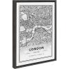 image:imageKate and Laurel Sylvie London Modern Map Framed Canvas Wall Art by Jake Goossen 18x24 Gray Decorative Map of London for Wall