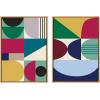 image:imageKate and Laurel Sylvie MCM Pattern 10 and 11 Framed Canvas Wall Art Set by Rachel Lee of My Dream Wall 2 Piece 23x33 Natural Vibrant Colorful Modern Abstract Wall Dcor