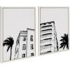 image:imageKate and Laurel Sylvie Miami Beach Architecture Retro Art Deco Framed Canvas Wall Art Set by The Creative Bunch Studio 2 Piece 18x24 White Minimalist Miami Building Art for WallWhite