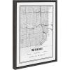 image:imageKate and Laurel Sylvie Miami Modern Map Framed Canvas Wall Art by Jake Goossen 18x24 Gray Decorative Map Art for Wall