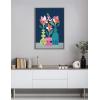 image:imageKate and Laurel Sylvie Mid Century Modern Magnolias Framed Canvas Wall Art by Rachel Lee of My Dream Wall 23x33 Natural Tropical Floral Art for WallGrey