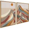 image:imageKate and Laurel Sylvie Mid Century Modern Mountains Framed Canvas Wall Art Set by Rachel Lee of My Dream Wall 2 Piece Set 28x38 Natural Colorful Nature Art Set for Home Wall Decor