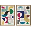 image:imageKate and Laurel Sylvie Mid Century Modern Pattern 01 and 04 Framed Canvas Wall Art Set by Rachel Lee of My Dream Wall 2 Piece 23x33 Natural Vibrant Colorful Modern Abstract Wall Art