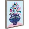 image:imageKate and Laurel Sylvie Mid Century Modern Whimsical Floral Framed Canvas Wall Art by Rachel Lee of My Dream Wall 18x24 Natural Chic Floral Art for WallGrey