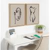 image:imageKate and Laurel Sylvie Minimalist Neutral Line Art Drawing Body Framed Canvas Wall Art by The Creative Bunch Studio 18x24 Natural Modern Abstract Body Line Drawing Wall Decor