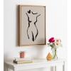 image:imageKate and Laurel Sylvie Minimalist Neutral Line Art Drawing Body Framed Canvas Wall Art by The Creative Bunch Studio 18x24 Natural Modern Abstract Body Line Drawing Wall Decor
