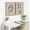 image:imageKate and Laurel Sylvie Minimalist Neutral Line Art Drawing Face Framed Canvas Wall Art by The Creative Bunch Studio 18x24 Natural Modern Abstract Body Line Drawing Wall DecorNatural