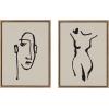 image:imageKate and Laurel Sylvie Minimalist Neutral Line Art Drawing Face and Body Framed Canvas Wall Art Set by The Creative Bunch Studio 2 piece 18x24 Gold Modern Minimal Brushstrokes Art for WallGold