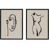 image:imageKate and Laurel Sylvie Minimalist Neutral Line Art Drawing Face and Body Framed Canvas Wall Art Set by The Creative Bunch Studio 2 piece 18x24 Gold Modern Minimal Brushstrokes Art for WallBlack