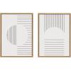 image:imageKate and Laurel Sylvie Modern Statement Stripes 1 and 2 Framed Canvas Wall Art Set by The Creative Bunch Studio 2 Piece Set 18x24 Natural Minimalist Neutral Abstract Wall Dcor