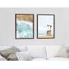 image:imageKate and Laurel Sylvie Ocean Beach Waves from Above and Wood Lifeguard Tower on the Beach Framed Canvas Wall Art Set by The Creative Bunch Studio 2 Piece 18x24 Walnut Brown Chic Coastal Art for Wall