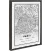 image:imageKate and Laurel Sylvie Paris Modern Map Framed Canvas Wall Art by Jake Goossen 18x24 Gray Geography Art for Wall